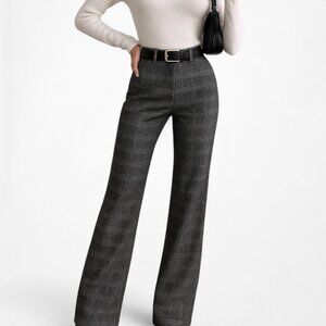 Vintage Y2K Gray Checkered Plaid Straight Leg Trouser Dress Pants Size 6/M